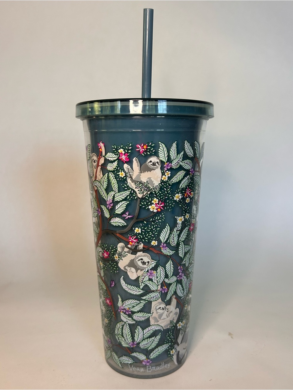 Vera Bradley Hanging Around Sloth Tumbler Coffee Cold Travel Cup